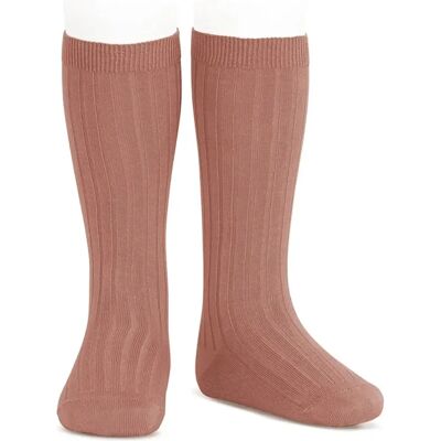 CONDOR Podkolanówki Wide Ribbed Terracota Różowy 27/31 CONDOR Podkolanówki Wide Ribbed Terracota Różowy 27/31