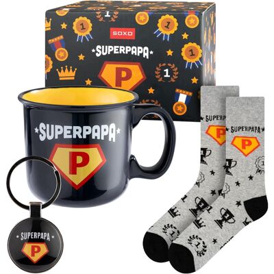 Skarpetki Soxo Super Papa 40-45 Z Kubkiem I Brelokiem Prezent Dla Taty Skarpetki Soxo Super Papa 40-45 Z Kubkiem I Brelokiem Prezent Dla Taty