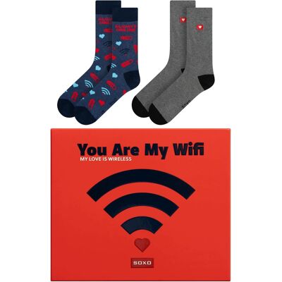 SOXO Śmieszne Skarpetki Męskie Wi-Fi 2 Pary Bawełniane 40-45 Prezent SOXO Śmieszne Skarpetki Męskie Wi-Fi 2 Pary Bawełniane 40-45 Prezent