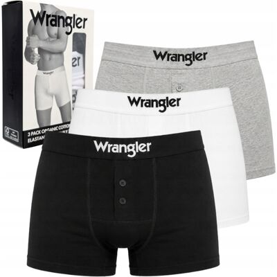 Wrangler elastyczne bokserki męskie bawełniane majtki 3 sztuki guziki S Wrangler elastyczne bokserki męskie bawełniane majtki 3 sztuki guziki S