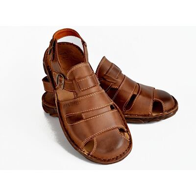 042 Skórzane polskie sandały męskie skóra MAXIMUS brązowe 45 042 Skórzane polskie sandały męskie skóra MAXIMUS brązowe 45
