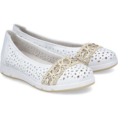 Baleriny damskie ażurowe Rieker L3062-80 WHITE 41 Baleriny damskie ażurowe Rieker L3062-80 WHITE 41