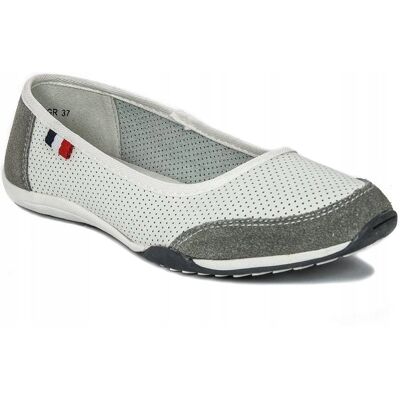 Inny producent Baleriny damskie Filippo DP142-23 skórzane White+Grey r.37 Inny producent Baleriny damskie Filippo DP142-23 skórzane White+Grey r.37