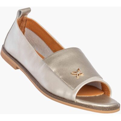 Baleriny Damskie Skórzane Buty Bez Palców Półbuty Eleganckie Złote Potocki 26-19397 39 Baleriny Damskie Skórzane Buty Bez Palców Półbuty Eleganckie Złote Potocki 26-19397 39