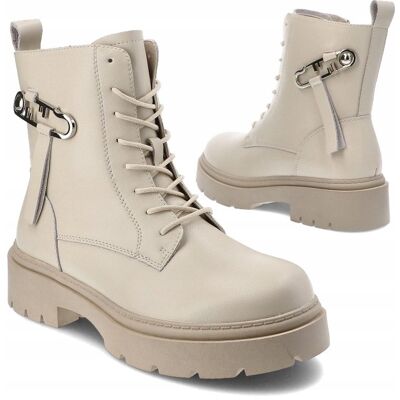 Inny producent Beżowe botki trzewiki workery Cambell 24-71303BG skóra modne r.36 Inny producent Beżowe botki trzewiki workery Cambell 24-71303BG skóra modne r.36