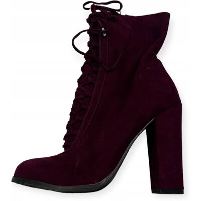 Inny producent Bordowe botki damskie CARLOS 37,5 Inny producent Bordowe botki damskie CARLOS 37,5