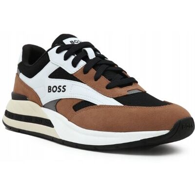 Boss SPORTOWE BUTY BRĄZOWE SKÓRA NATURALNA I TKANINA 44 3DA Boss SPORTOWE BUTY BRĄZOWE SKÓRA NATURALNA I TKANINA 44 3DA