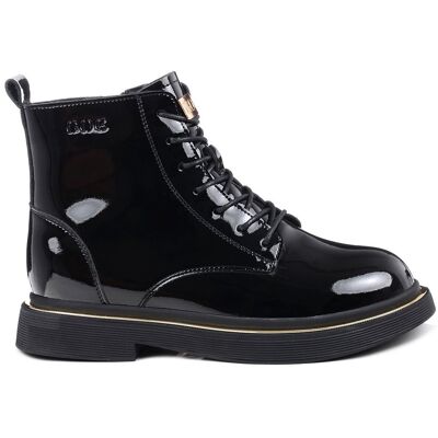 Botki damskie jesienne czarne skórzane lakierowane Goe OO2N4109-37 Botki damskie jesienne czarne skórzane lakierowane Goe OO2N4109-37