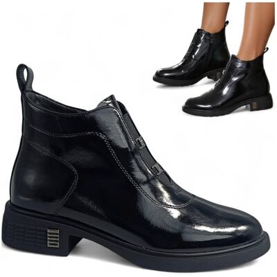 S.Barski Botki Damskie SKÓRZANE Eleganckie Niskie Jesienne Płaskie Lakier Barski 36 S.Barski Botki Damskie SKÓRZANE Eleganckie Niskie Jesienne Płaskie Lakier Barski 36