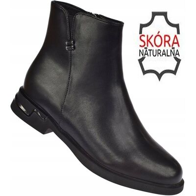 inna (Inny) Botki damskie skórzane JK/B-3-202 czarne ocieplane eleganckie rozm. 39 inna (Inny) Botki damskie skórzane JK/B-3-202 czarne ocieplane eleganckie rozm. 39