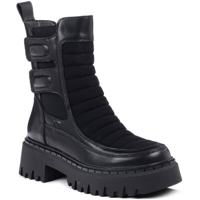 Big Star Shoes Botki damskie skórzane na platformie ocieplane czarne Big Star OO274A254-37 Big Star Shoes Botki damskie skórzane na platformie ocieplane czarne Big Star OO274A254-37