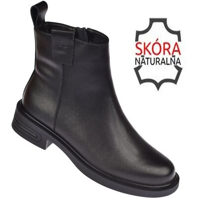 Inny producent Botki damskie skórzane na suwak płaski obcas B-3-128 roz. 41 Inny producent Botki damskie skórzane na suwak płaski obcas B-3-128 roz. 41