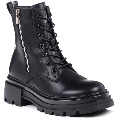 Big Star Shoes Botki damskie skórzane trapery ocieplane czarne Big Star OO274A257-38 Big Star Shoes Botki damskie skórzane trapery ocieplane czarne Big Star OO274A257-38