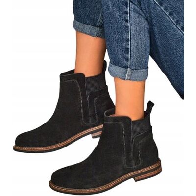 Inny producent Botki damskie z naturalnego zamszu Cuoio Elegante Inny producent Botki damskie z naturalnego zamszu Cuoio Elegante