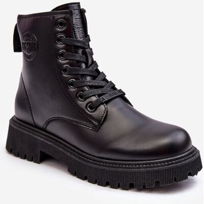 Botki Skórzane Sznurowane Czarne Big Star MM274375-37 Botki Skórzane Sznurowane Czarne Big Star MM274375-37