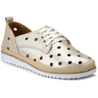 Inny producent Buty damskie skórzane złote sznurowane ażurowe Loretta Vitale 564-37 Inny producent Buty damskie skórzane złote sznurowane ażurowe Loretta Vitale 564-37