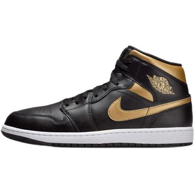 Buty do koszykówki Air Jordan 1 Mid (GS) Black/Metallic Gold - DQ8426-071-42.5 Buty do koszykówki Air Jordan 1 Mid (GS) Black/Metallic Gold - DQ8426-071-42.5