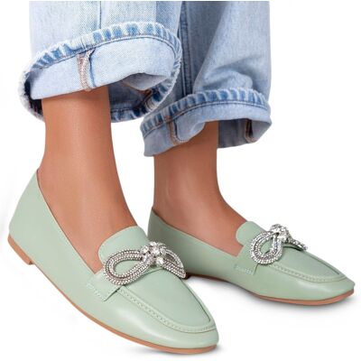 Inny producent Buty Mokasyny Damskie Skórzane Avelana Zielone 40 Inny producent Buty Mokasyny Damskie Skórzane Avelana Zielone 40