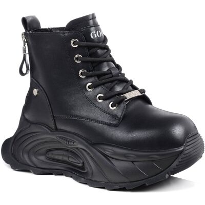 Buty zimowe botki damskie ocieplane skórzane Goe SS2N4301 na platformie-39 Buty zimowe botki damskie ocieplane skórzane Goe SS2N4301 na platformie-39