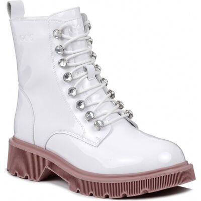 Buty zimowe botki damskie trapery ocieplane skórzane białe Goe OO2N4105-39 Buty zimowe botki damskie trapery ocieplane skórzane białe Goe OO2N4105-39