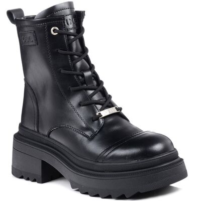 Buty zimowe botki damskie trapery ocieplane skórzane czarne Goe OO2N4115-38 Buty zimowe botki damskie trapery ocieplane skórzane czarne Goe OO2N4115-38