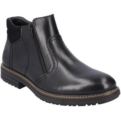 Buty zimowe męskie botki ocieplane wełną skórzane czarne Rieker 33151-00-44 Buty zimowe męskie botki ocieplane wełną skórzane czarne Rieker 33151-00-44