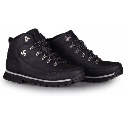 BUTY ZIMOWE MĘSKIE SKÓRA NATURALNA NUBUK TRAPERY MODNE Busta Grip CZARNE 44 BUTY ZIMOWE MĘSKIE SKÓRA NATURALNA NUBUK TRAPERY MODNE Busta Grip CZARNE 44