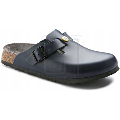 Chodaki damskie Birkenstock Boston ESD Blue skóra naturalna klapki narrow w Chodaki damskie Birkenstock Boston ESD Blue skóra naturalna klapki narrow w