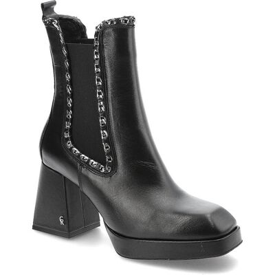 Czarne Botki Carinii Eleganckie Skórzane Buty Na Obcasie Czarne Botki Carinii Eleganckie Skórzane Buty Na Obcasie