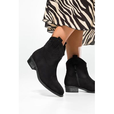 Czarne botki damskie kowbojki haftowane Casu JW24X19-B-40 Czarne botki damskie kowbojki haftowane Casu JW24X19-B-40