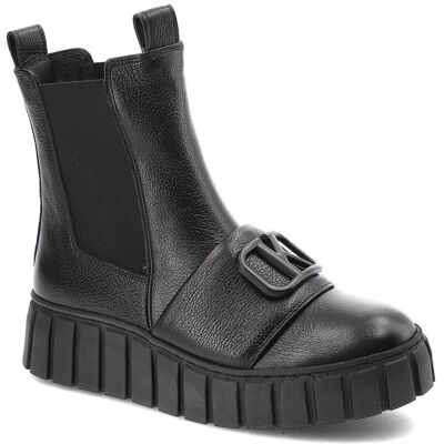 Czarne Botki Karino Skórzane Buty Damskie Czarne Botki Karino Skórzane Buty Damskie