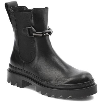 Czarne Botki Nessi Modne Skórzane Buty Damskie Czarne Botki Nessi Modne Skórzane Buty Damskie