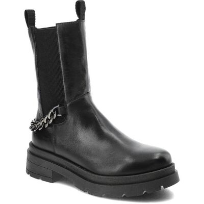 Czarne Botki Nessi Modne Skórzane Buty Damskie Czarne Botki Nessi Modne Skórzane Buty Damskie