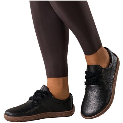 Czarne buty barefoot skórzane damskie szerokie na elastycznej płaskiej podeszwie puszyste sznurówki PRODUKT POLSKI Casu 89811-37 Czarne buty barefoot skórzane damskie szerokie na elastycznej płaskiej podeszwie puszyste sznurówki PRODUKT POLSKI Casu 89811-37