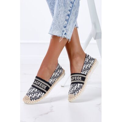 Czarne espadryle z napisami slip on Casu NB538P-37 Czarne espadryle z napisami slip on Casu NB538P-37
