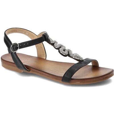 Czarne Sandały S.Barski Eleganckie Płaskie Buty Czarne Sandały S.Barski Eleganckie Płaskie Buty
