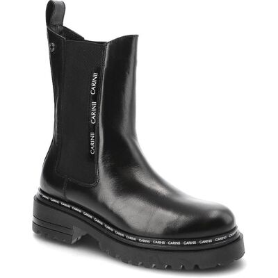 Czarne Sztyblety Carinii Jesienne Skórzane Buty Damskie Czarne Sztyblety Carinii Jesienne Skórzane Buty Damskie