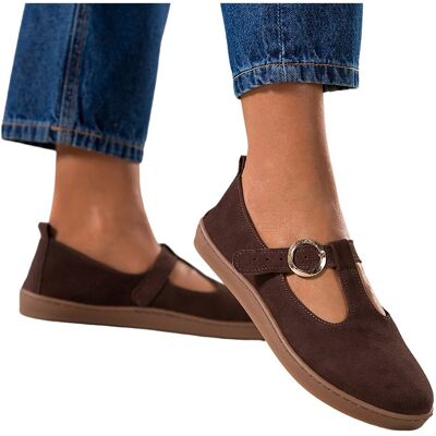 Casu Czekoladowe buty barefoot skórzane damskie zamszowe szerokie na elastycznej płaskiej podeszwie wycięta cholewka pasek ze złotą klamrą PRODUKT POLSKI.. Casu Czekoladowe buty barefoot skórzane damskie zamszowe szerokie na elastycznej płaskiej podeszwie wycięta cholewka pasek ze złotą klamrą PRODUKT POLSKI..