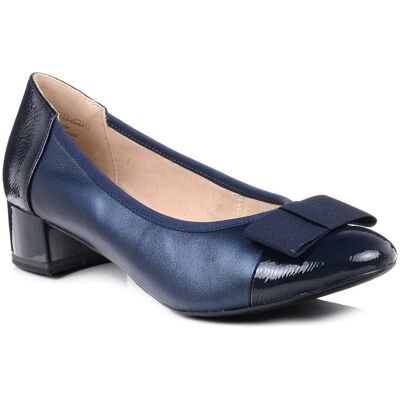 Czółenka damskie buty na niskim obcasie skórzane granat Caprice 22307 -36 Czółenka damskie buty na niskim obcasie skórzane granat Caprice 22307 -36