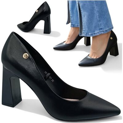 Czółenka Damskie na Słupku 8cm Wsuwane Półbuty Eleganckie Czarne Vinceza 37 Czółenka Damskie na Słupku 8cm Wsuwane Półbuty Eleganckie Czarne Vinceza 37