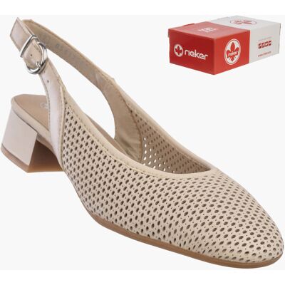 Czółenka Damskie RIEKER Buty Skórzane z odkrytą piętą Na Klocku Beżowe 43458-60 38 Czółenka Damskie RIEKER Buty Skórzane z odkrytą piętą Na Klocku Beżowe 43458-60 38