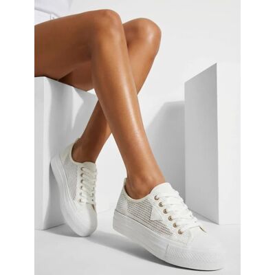 Inny producent Damskie białe sneakersy Ariadne Mesh – przewiewne trampki na płaskiej podeszwie Inny producent Damskie białe sneakersy Ariadne Mesh – przewiewne trampki na płaskiej podeszwie
