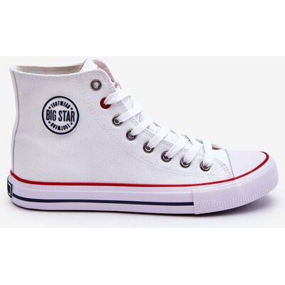 Damskie Klasyczne Wysokie Trampki Big Star T274026 Białe-40 Damskie Klasyczne Wysokie Trampki Big Star T274026 Białe-40