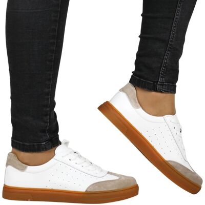 Damskie Sneakersy Półbuty Skórzane Filippo 6128 Biało Beżowe Damskie Sneakersy Półbuty Skórzane Filippo 6128 Biało Beżowe