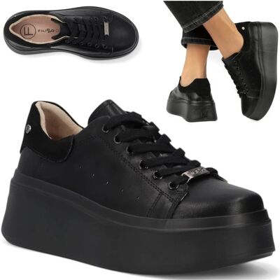 Damskie Sneakersy SKÓRZANE FILIPPO Wygodne Półbuty Czarne na Platformie 36 Damskie Sneakersy SKÓRZANE FILIPPO Wygodne Półbuty Czarne na Platformie 36