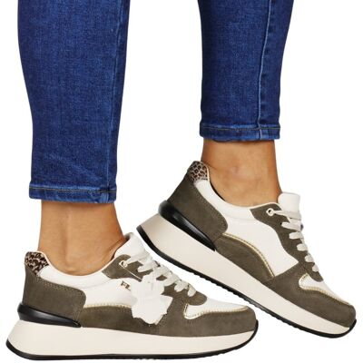 Damskie Sneakersy Skórzane na Grubej Podeszwie Filippo 7103 Białe Brązowe Damskie Sneakersy Skórzane na Grubej Podeszwie Filippo 7103 Białe Brązowe