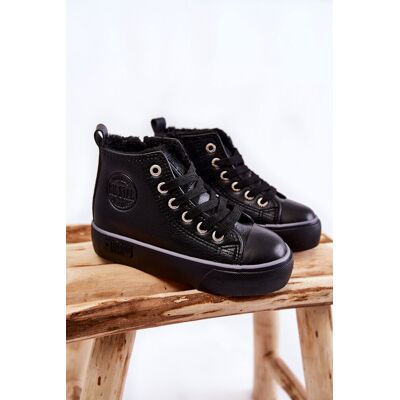 Dziecięce Wysokie Trampki Na Suwak Big Star KK374228 Czarne-30 Dziecięce Wysokie Trampki Na Suwak Big Star KK374228 Czarne-30