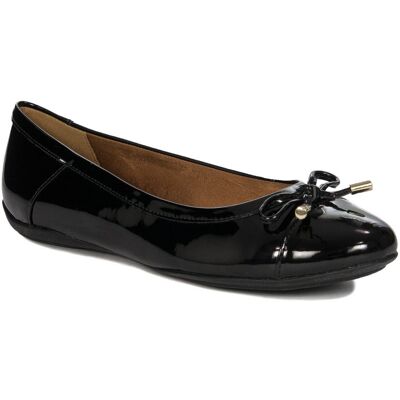 Geox Baleriny damskie lakierowane z kokardką Black czarne-38 Geox Baleriny damskie lakierowane z kokardką Black czarne-38