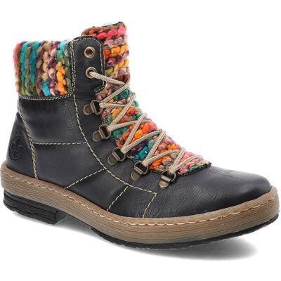 Granatowe Botki Rieker Ocieplane Buty Damskie Granatowe Botki Rieker Ocieplane Buty Damskie