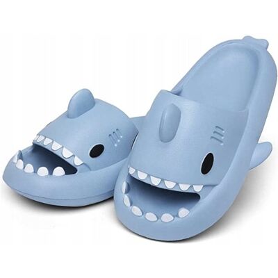 Bezmarkowe GRUBE KLAPKI NA BASEN REKINY ANTYPOŚLIZGOWE KAPCIE SHARK NIEBIESKIE 31-32 Bezmarkowe GRUBE KLAPKI NA BASEN REKINY ANTYPOŚLIZGOWE KAPCIE SHARK NIEBIESKIE 31-32